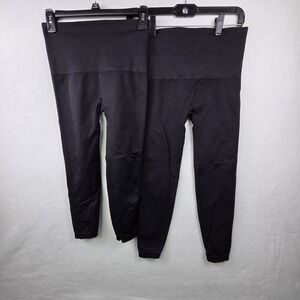 Spanx Look At Me Now Lot (2) Black High Rise Sz L Cropped Ankle Stretch Sculpt‎